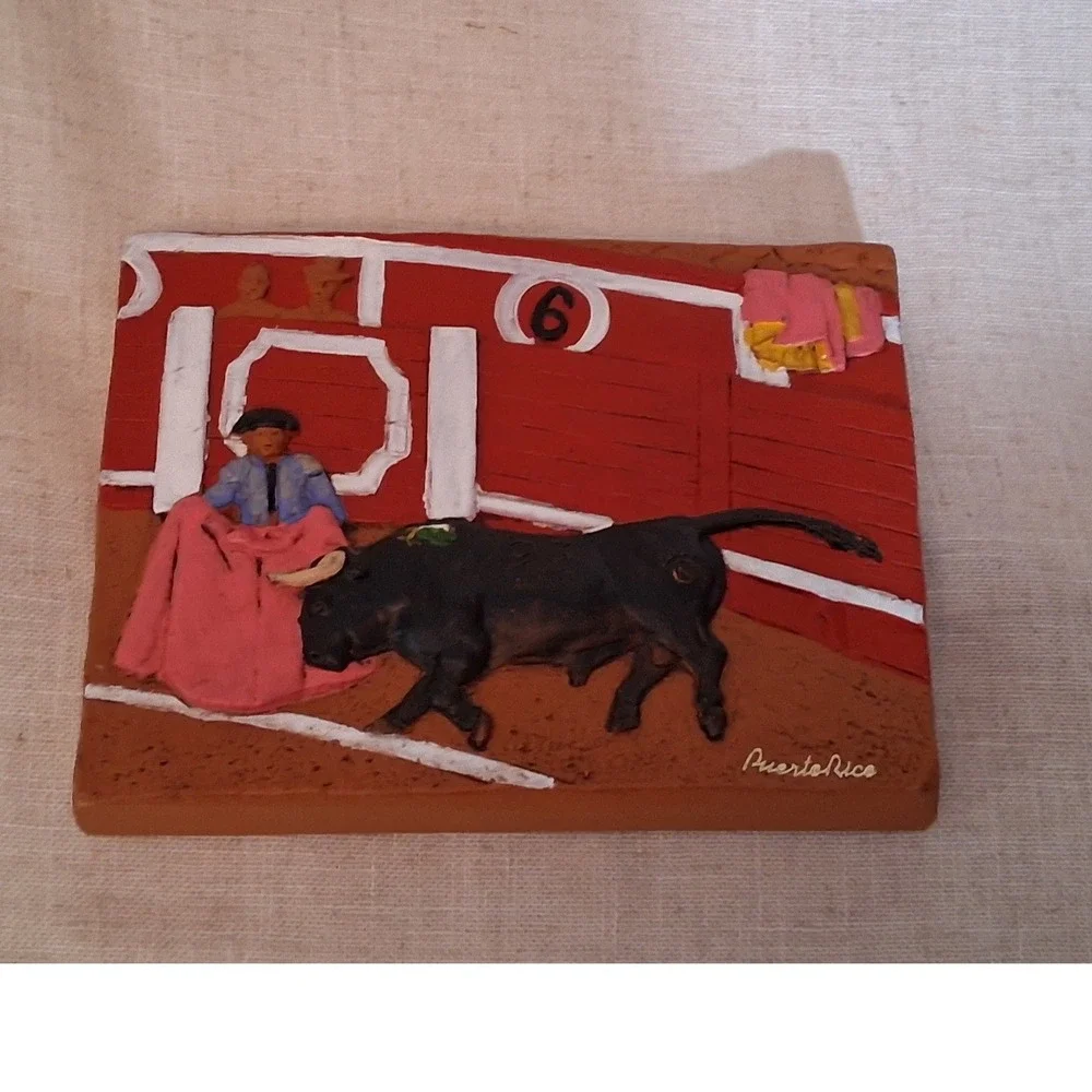 Ceramica Maruiz Spanish Bullfight Terracotta Wall Plaque Matador Bull Art 553